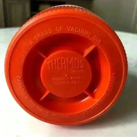 Vintage 60s orange glass insert wide mouth  Thermos model 6202 - Picture 3 of 9